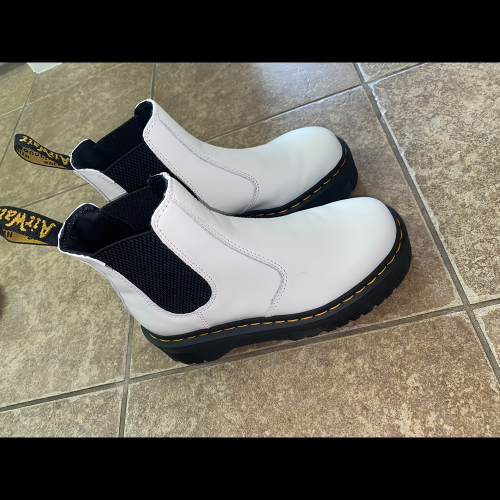 Dr Martens white platform boots